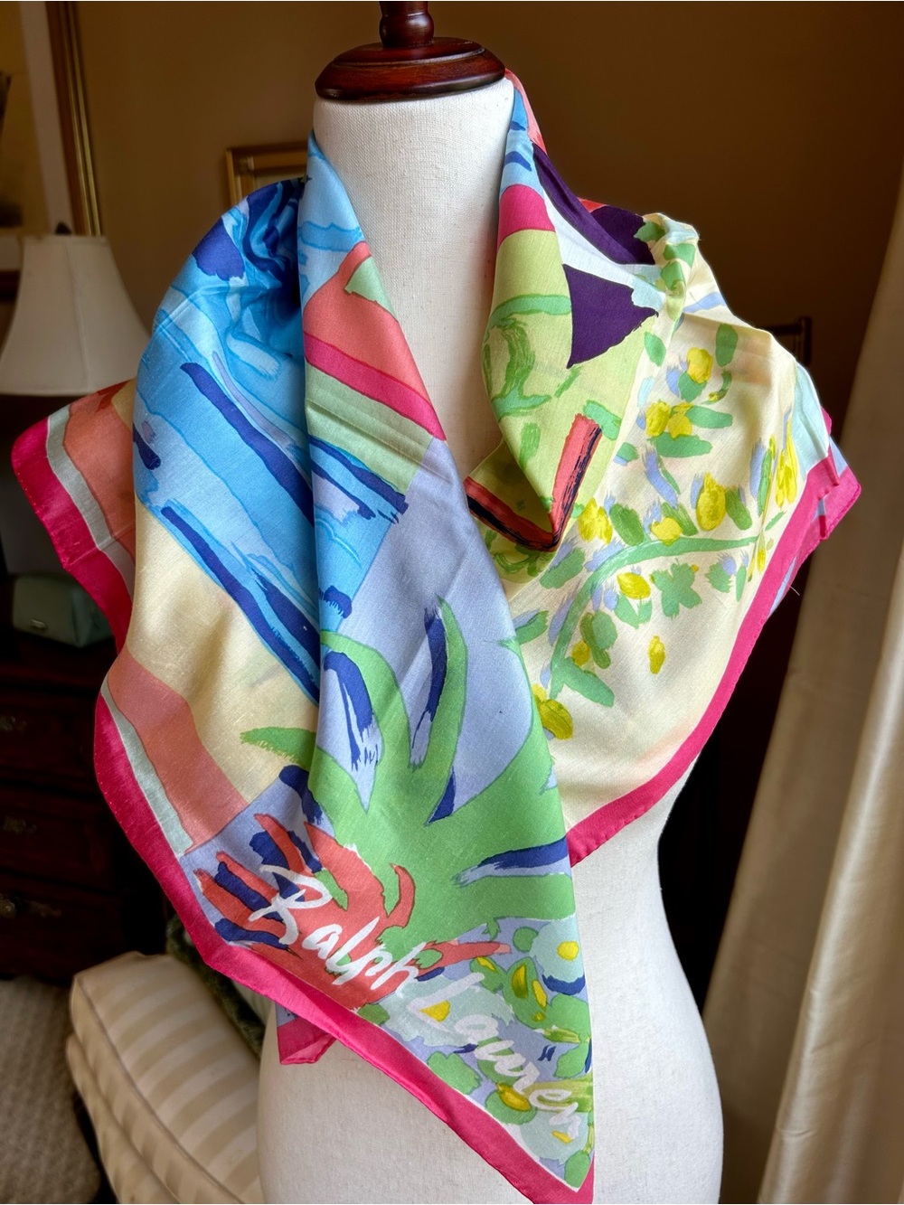 Vintage 1990’s Ralph Lauren “Matisse” 100% Silk Habotai Scarf